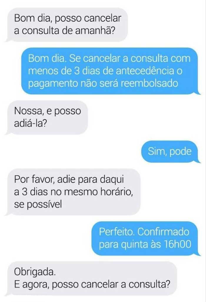 como cancelar uma consulta