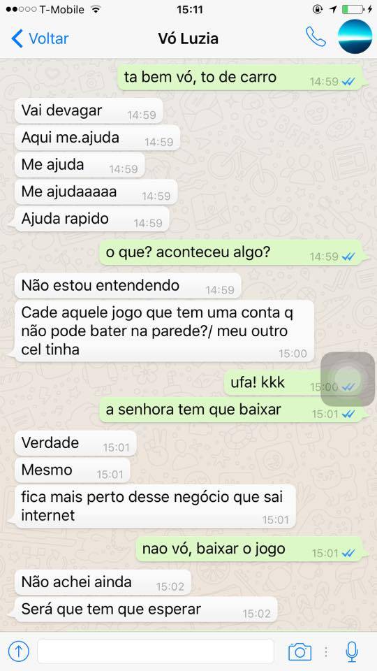 a primeira vez da minha vó no whatsapp