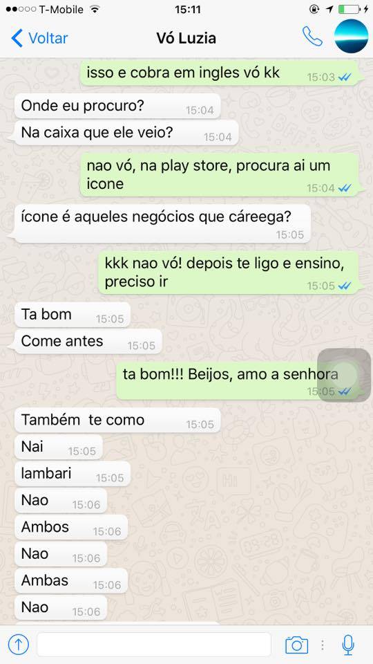 a primeira vez da minha vó no whatsapp