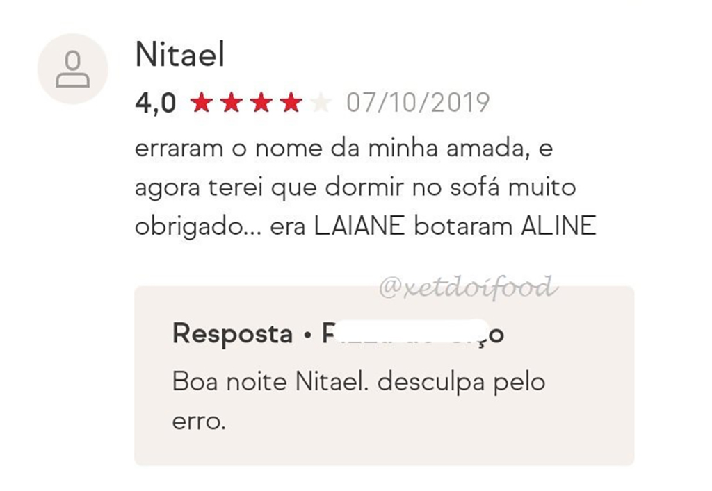 avaliação de delivery