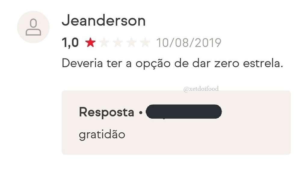 avaliação de delivery