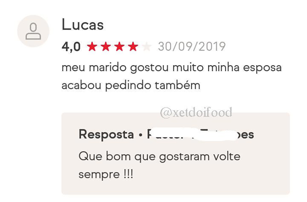avaliação de delivery