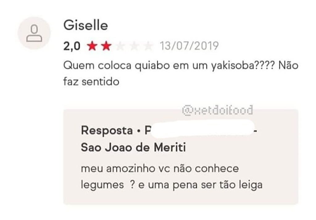 avaliação de delivery