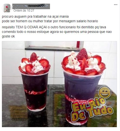 Requisito para a vaga de emprego