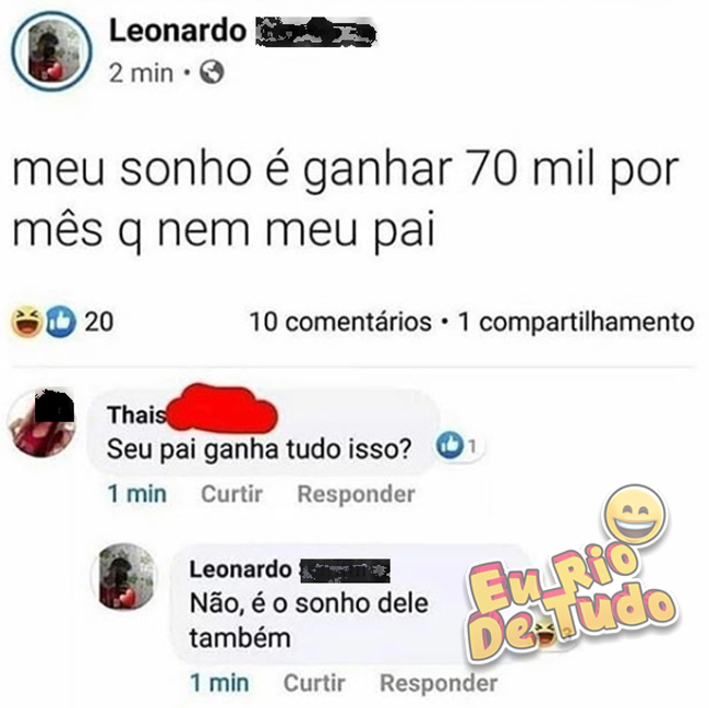 Nunca desista dos seus sonhos