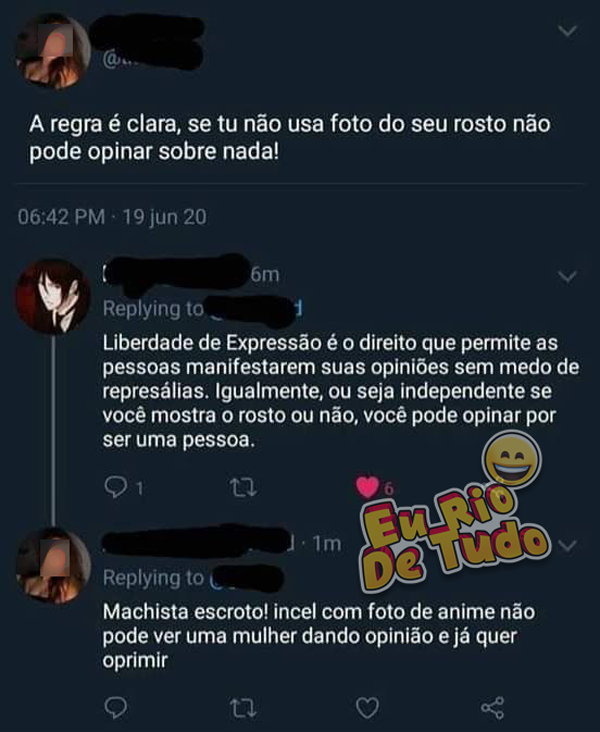 postagem do twitter mostrando usuários discutindo sobre machismo e outras militâncias