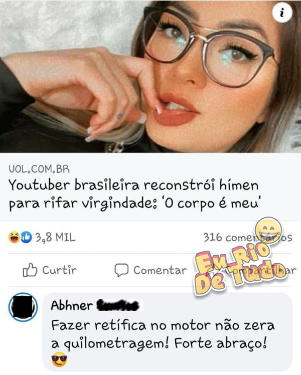 youtuber brasileira reconstrói hímen pra rifar virgindade