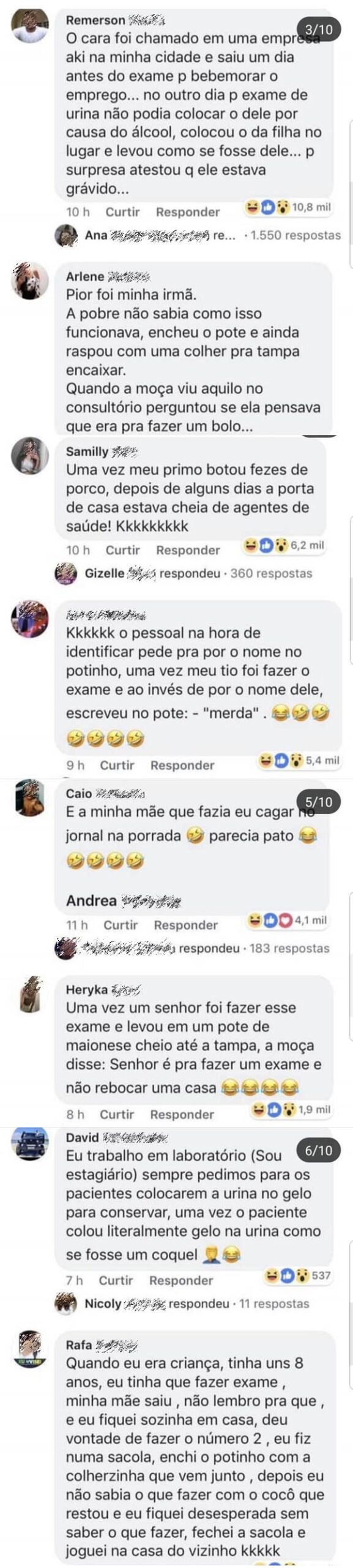 brasileiros fazendo exame de fezes