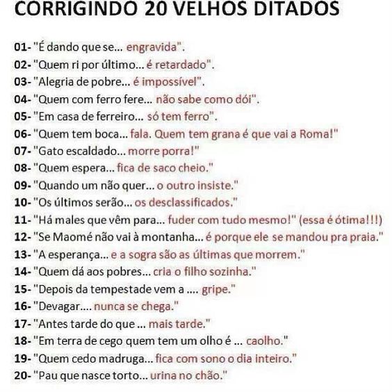 Corrigindo ditados populares para fazer sentido | Eu Rio de Tudo | Eu ...